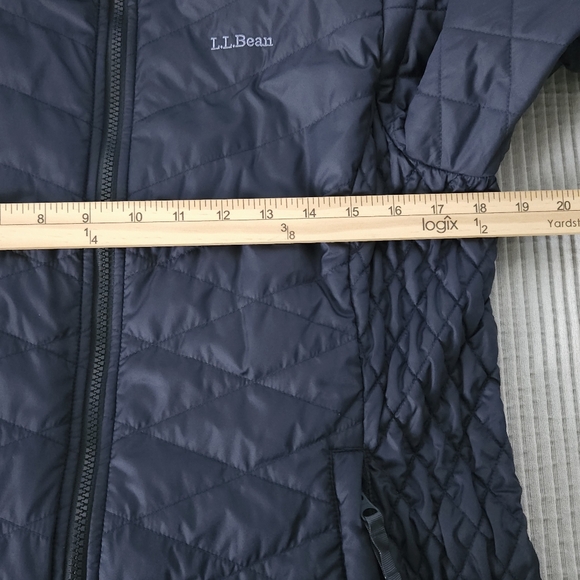 LL Bean Primaloft Puffer Jacket Womens Medium Quilted Fleece Lined Navy - Picture 8 of 11